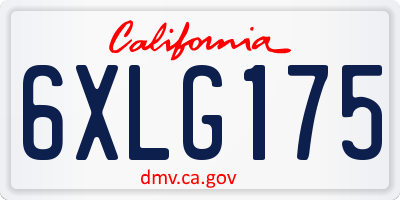 CA license plate 6XLG175