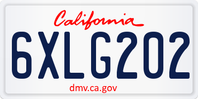 CA license plate 6XLG202
