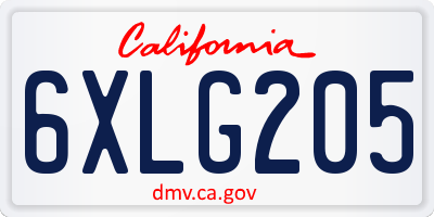 CA license plate 6XLG205