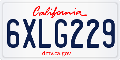 CA license plate 6XLG229