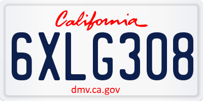 CA license plate 6XLG308