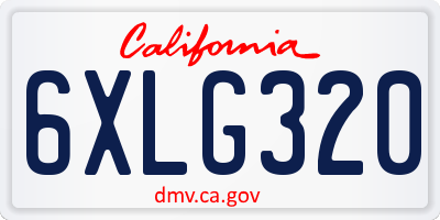 CA license plate 6XLG320