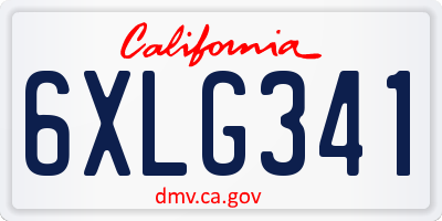CA license plate 6XLG341