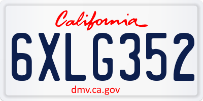 CA license plate 6XLG352
