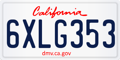 CA license plate 6XLG353