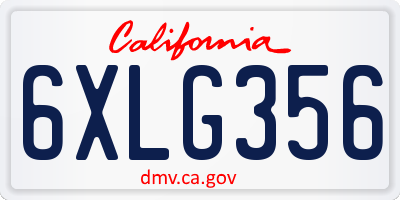 CA license plate 6XLG356
