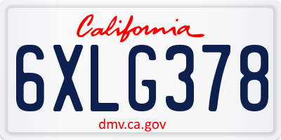 CA license plate 6XLG378