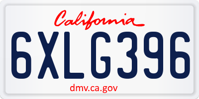 CA license plate 6XLG396