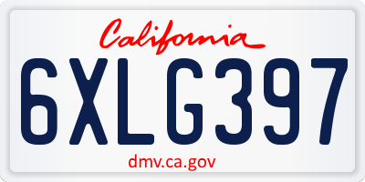 CA license plate 6XLG397