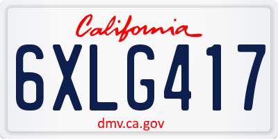 CA license plate 6XLG417