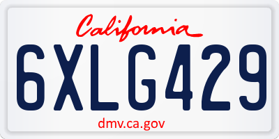 CA license plate 6XLG429