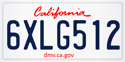 CA license plate 6XLG512