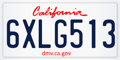 CA license plate 6XLG513