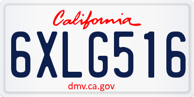 CA license plate 6XLG516