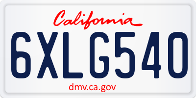 CA license plate 6XLG540