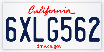 CA license plate 6XLG562