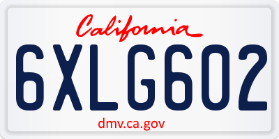 CA license plate 6XLG602