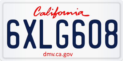 CA license plate 6XLG608