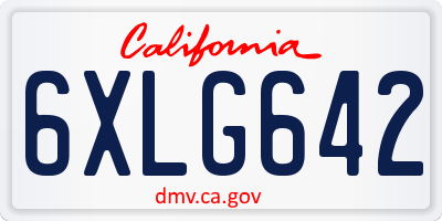 CA license plate 6XLG642