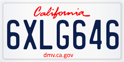 CA license plate 6XLG646