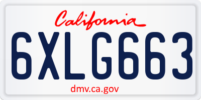 CA license plate 6XLG663