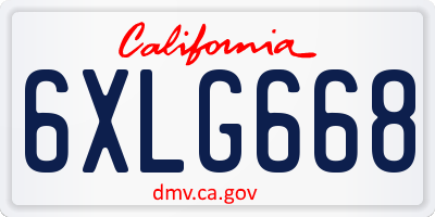 CA license plate 6XLG668