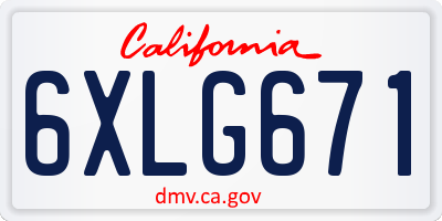 CA license plate 6XLG671