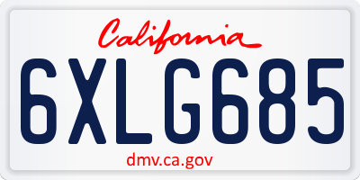 CA license plate 6XLG685