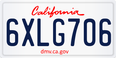 CA license plate 6XLG706