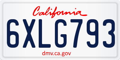CA license plate 6XLG793