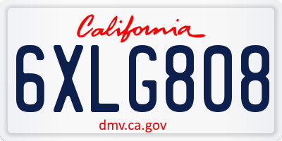 CA license plate 6XLG808