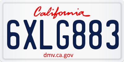 CA license plate 6XLG883