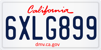CA license plate 6XLG899