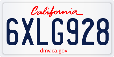 CA license plate 6XLG928
