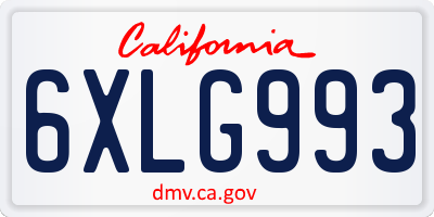 CA license plate 6XLG993