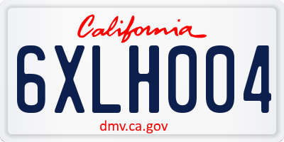 CA license plate 6XLH004