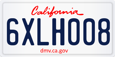 CA license plate 6XLH008