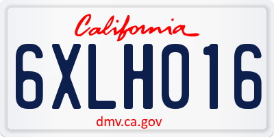 CA license plate 6XLH016