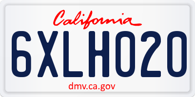 CA license plate 6XLH020