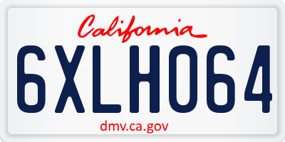 CA license plate 6XLH064