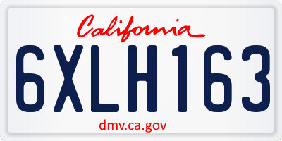 CA license plate 6XLH163