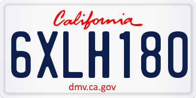 CA license plate 6XLH180