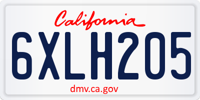 CA license plate 6XLH205