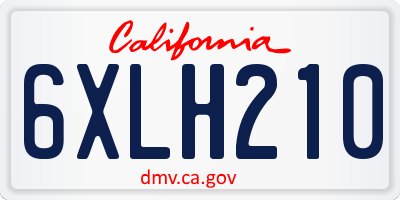 CA license plate 6XLH210