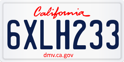 CA license plate 6XLH233