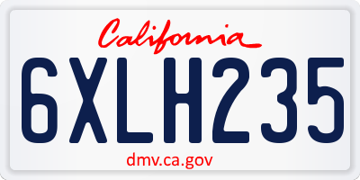 CA license plate 6XLH235