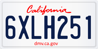 CA license plate 6XLH251