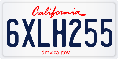 CA license plate 6XLH255
