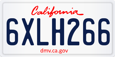 CA license plate 6XLH266