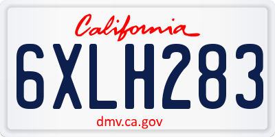 CA license plate 6XLH283